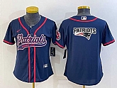 Women's New England Patriots #10 Mac Jones Navy Blue Team Big Logo With Patch Cool Base Stitched Baseball Jersey,baseball caps,new era cap wholesale,wholesale hats